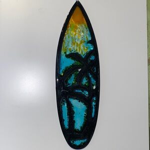 Tropical Surfboard with Palm Tree Design